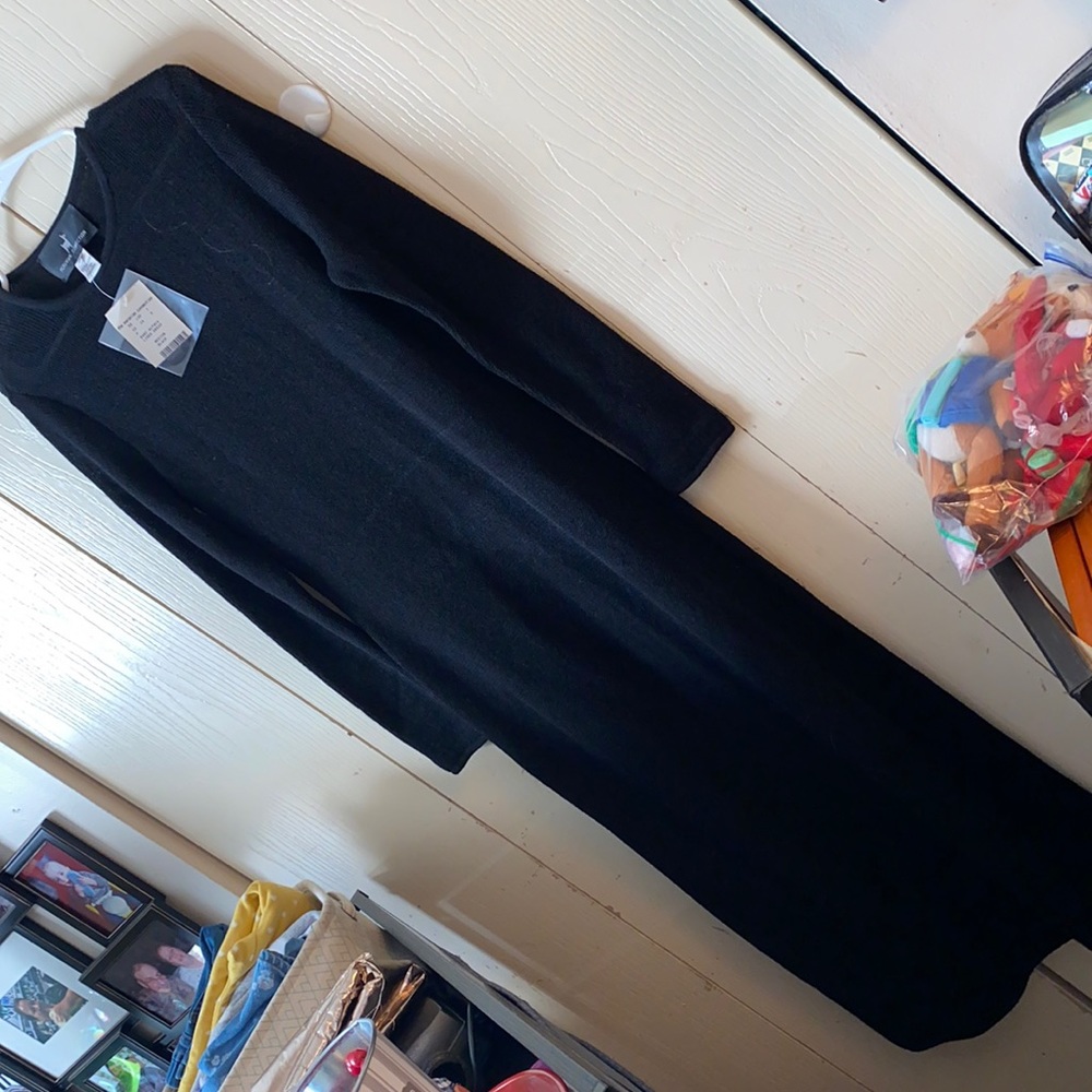 PERUVIAN CONNECTION long black baby alpaca  sweater dress